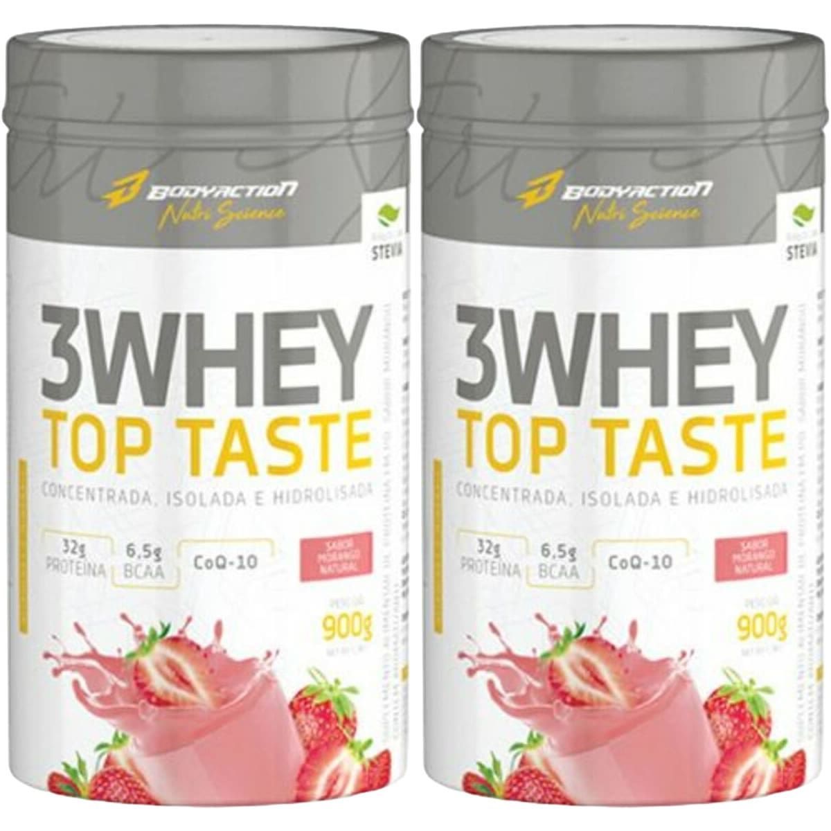 Kit 2X 3 Whey Top Taste - 900g Morango - Body Action