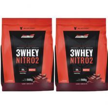 Kit 2X 3Whey Nitro 2 - 900g Refil Chocolate - New Millen