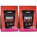 Kit 2X 3Whey Nitro 2 - 900g Refil Morango - New Millen