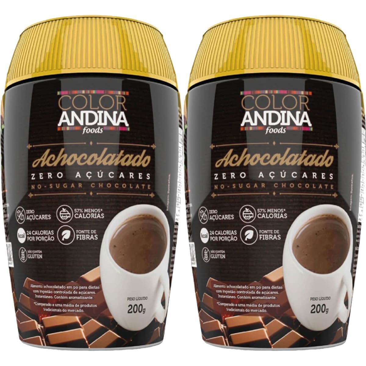 Kit 2X Achocolatado Vegan Zero A��car - 200g - Color Andina