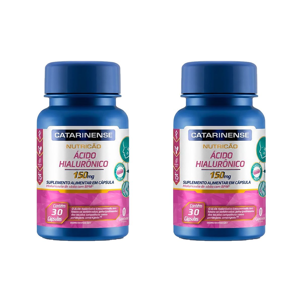 Kit 2X Acido Hialur�nico - 30 C�psulas - Catarinense Nutri��o