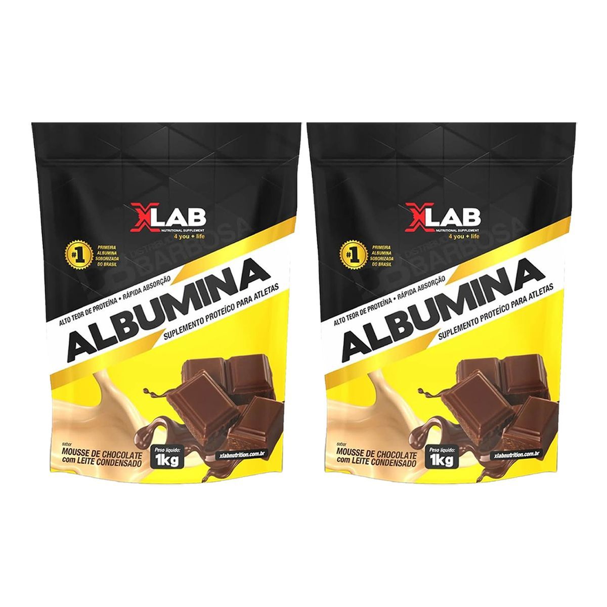 Kit 2X Albumina - 1000g Refil Mousse de Chocolate com Leite Condensado - X-Lab