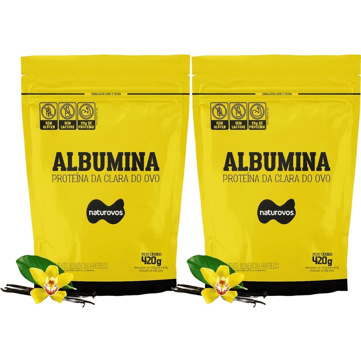 Kit 2X Albumina - 420g Refil Baunilha - Naturovos