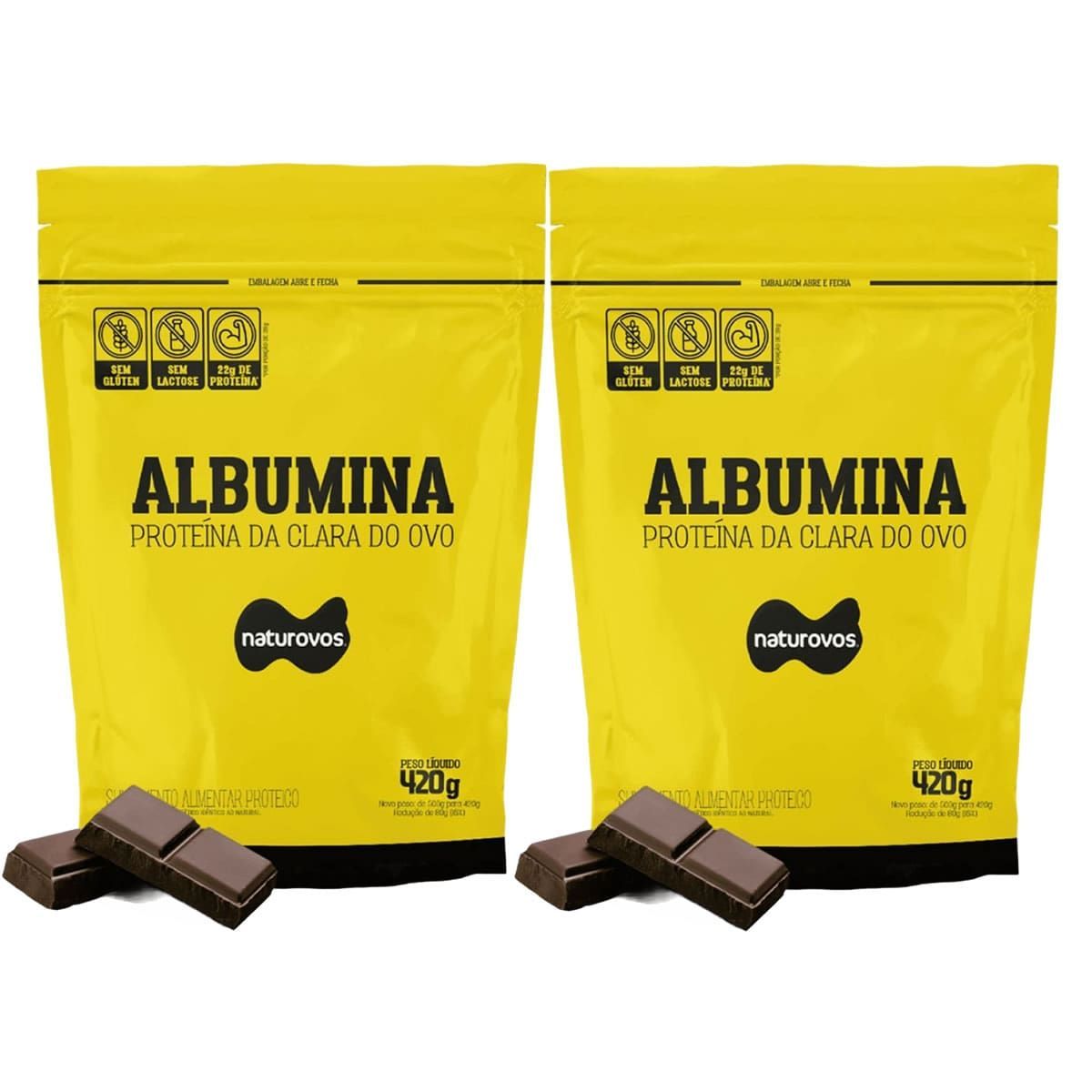 Kit 2X Albumina - 420g Refil Chocolate - Naturovos