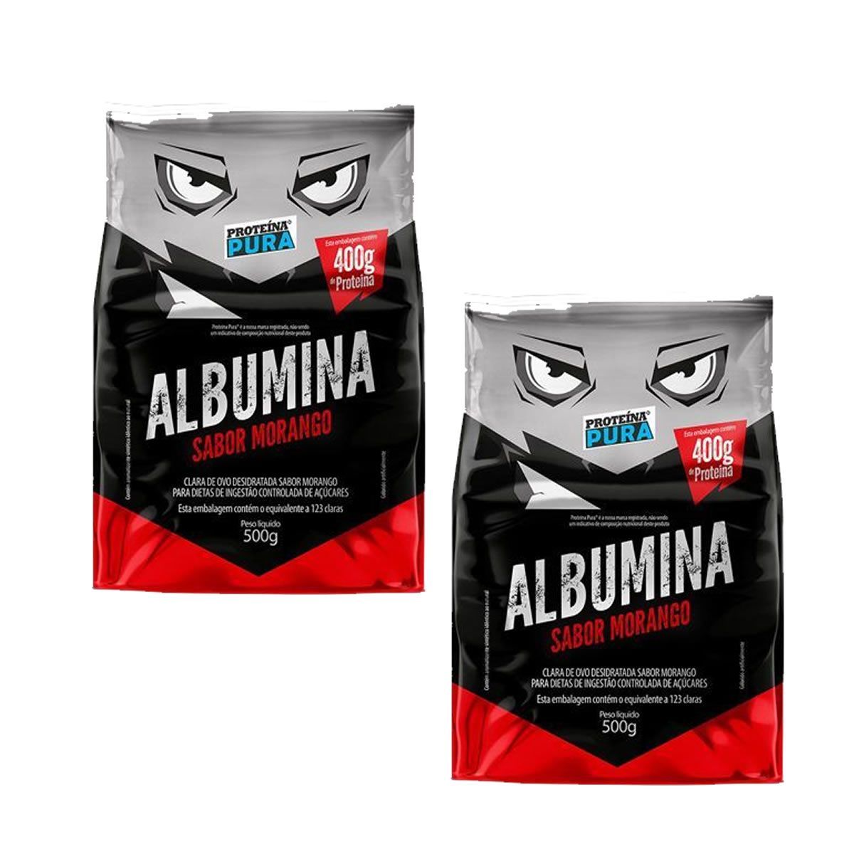 Kit 2X Albumina - 500g Morango - Prote�na Pura