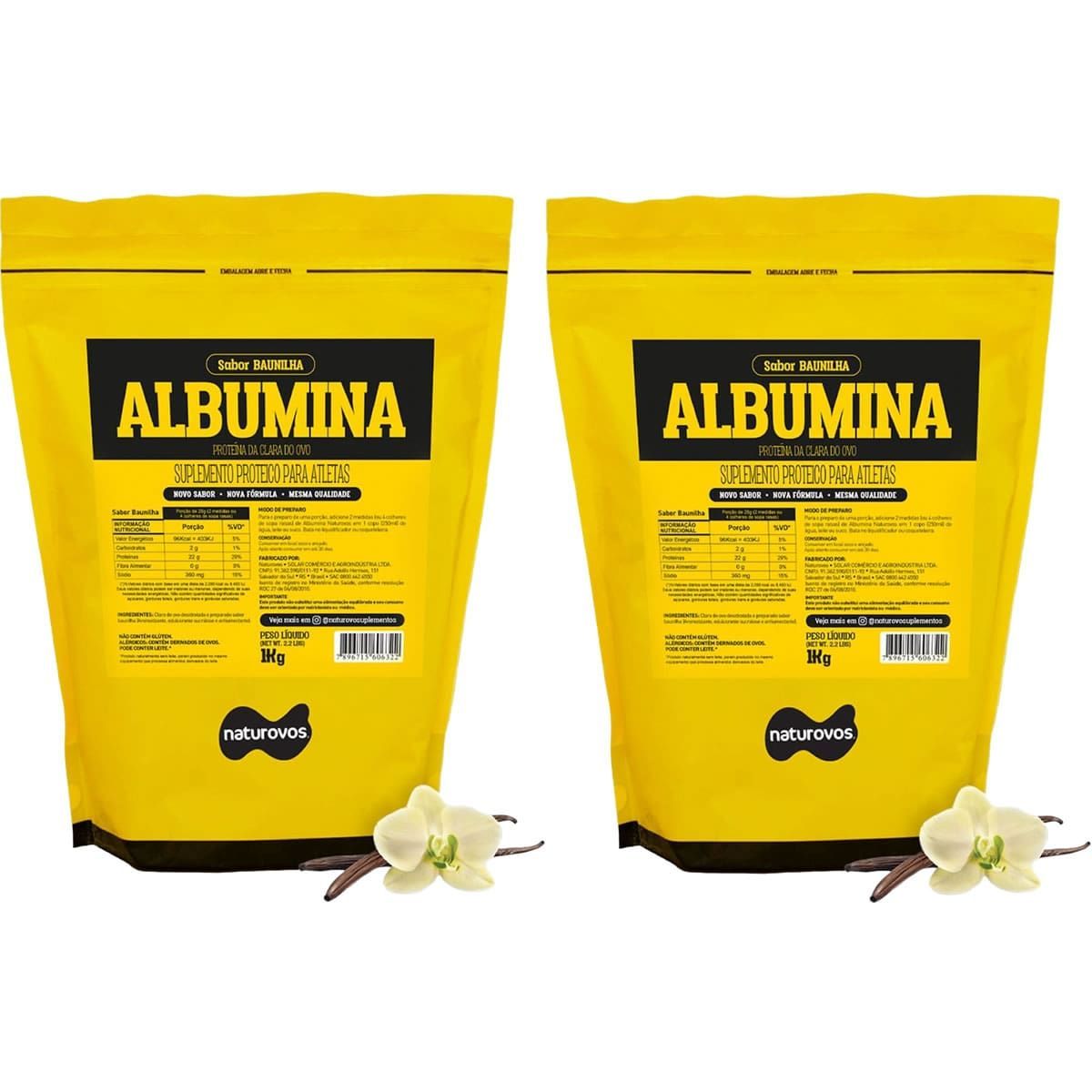 Kit 2X Albumina Refil - 1000g Baunilha - Naturovos