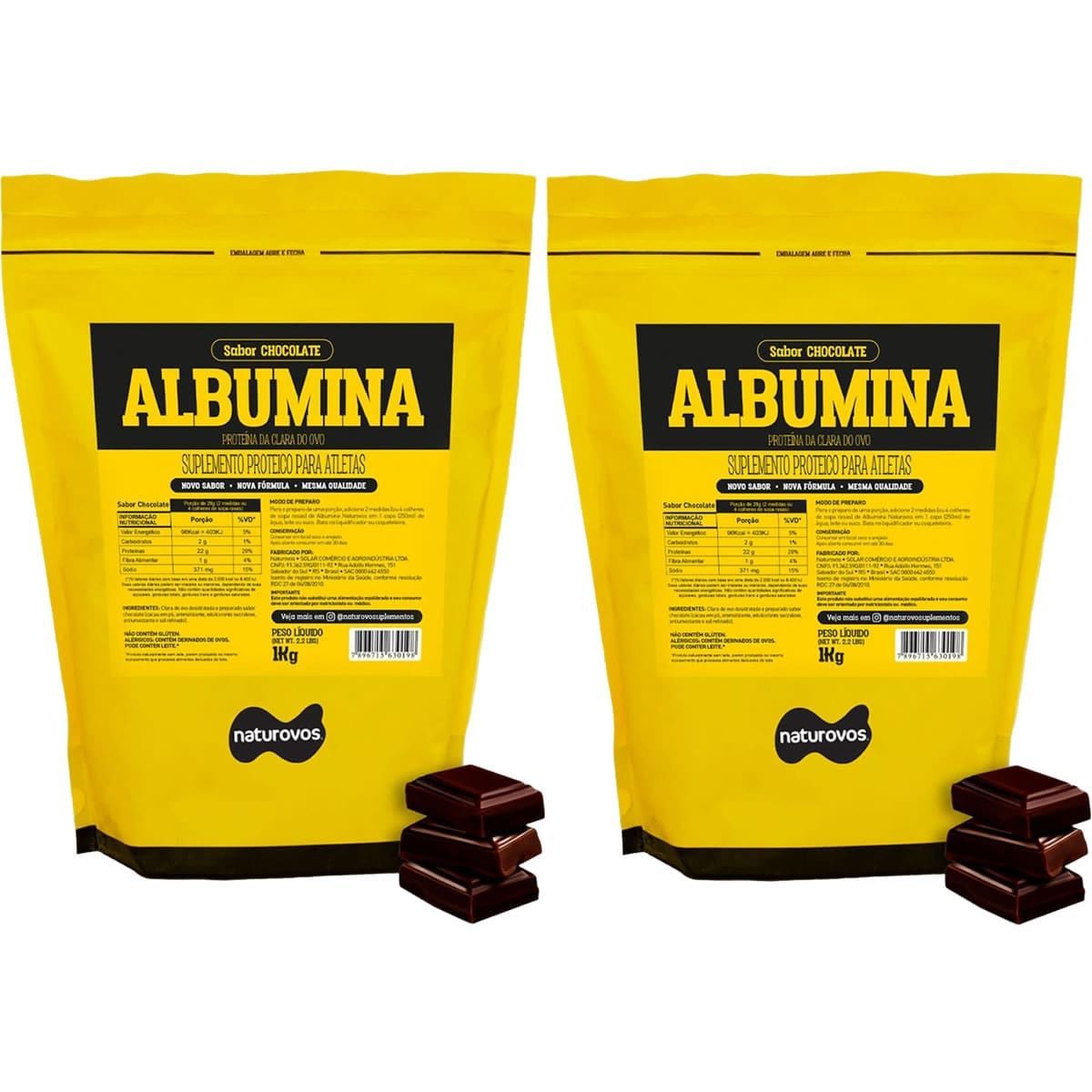 Kit 2X Albumina Refil - 1000g Chocolate - Naturovos