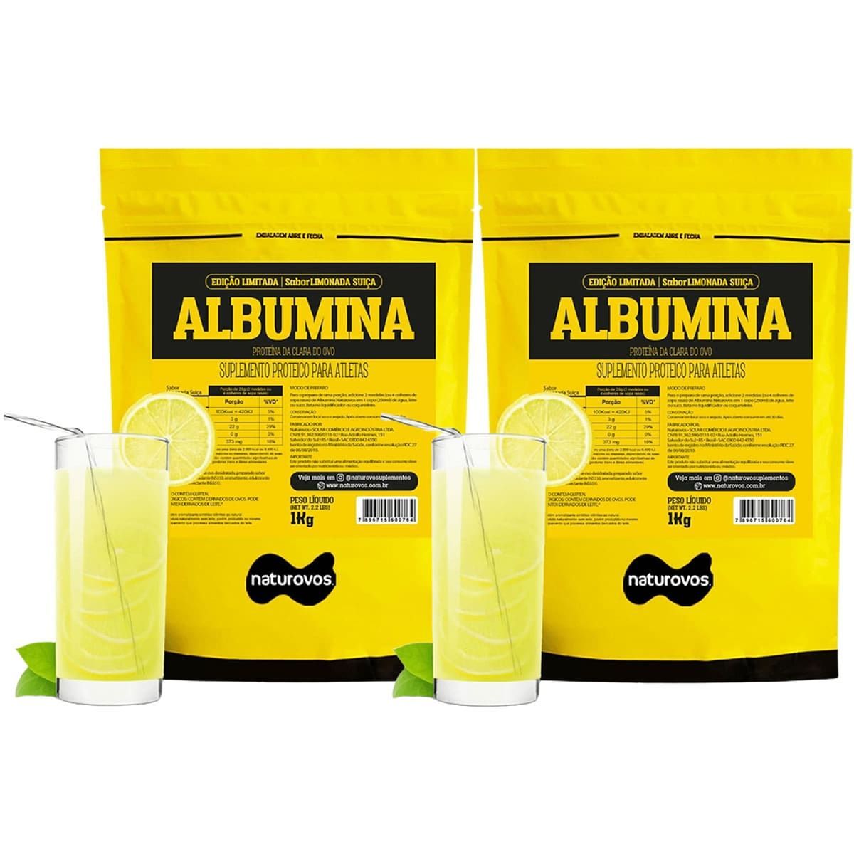 Kit 2X Albumina Refil - 1000g Limonada Su��a - Naturovos