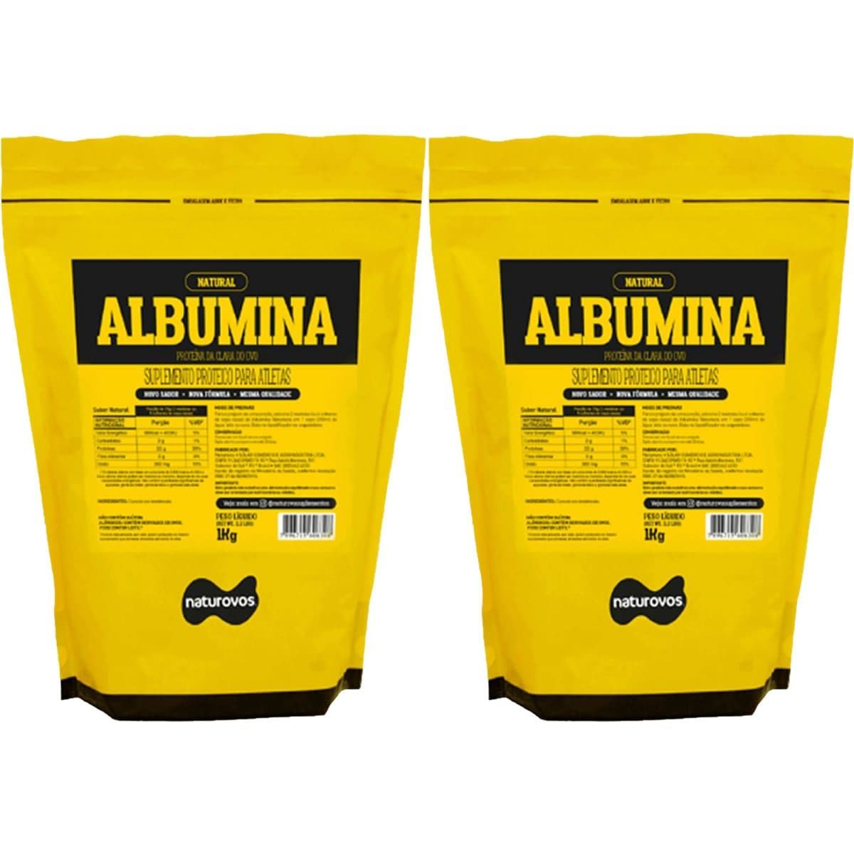 Kit 2X Albumina Refil - 1000g Natural - Naturovos