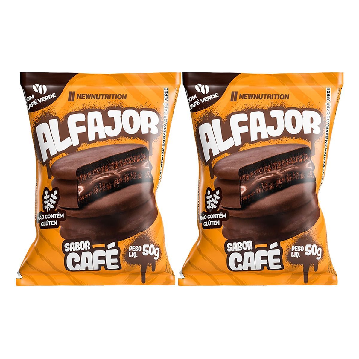 Kit 2X Alfajor - 1 Unidade 50g Caf� - NewNutrition