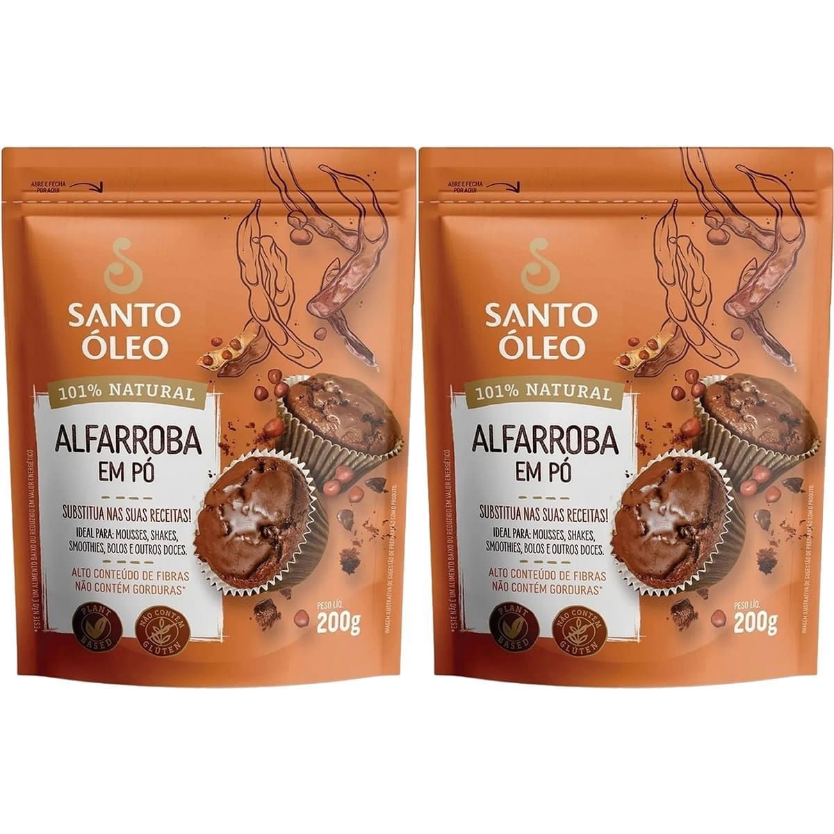 Kit 2X Alfarroba em P� - 200g - Santo �leo