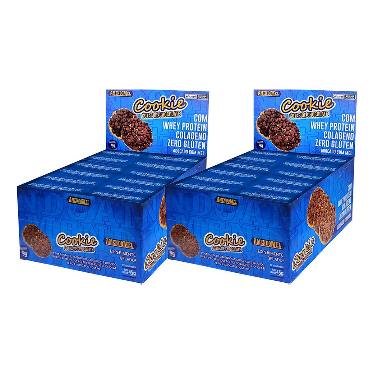 Kit 2X Amendo Cookie - 12 Unidades 45g Gotas de Chocolate - Amendomel