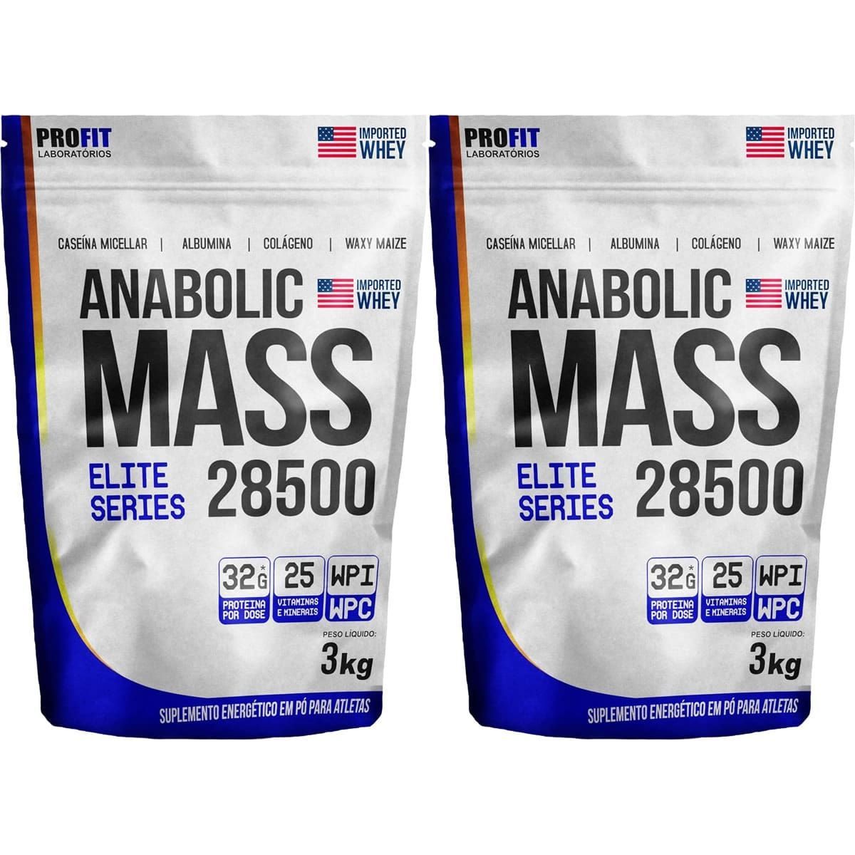 Kit 2X Anabolic Mass 28500 Refil Stand-Up - 3000g Chocolate - ProFit