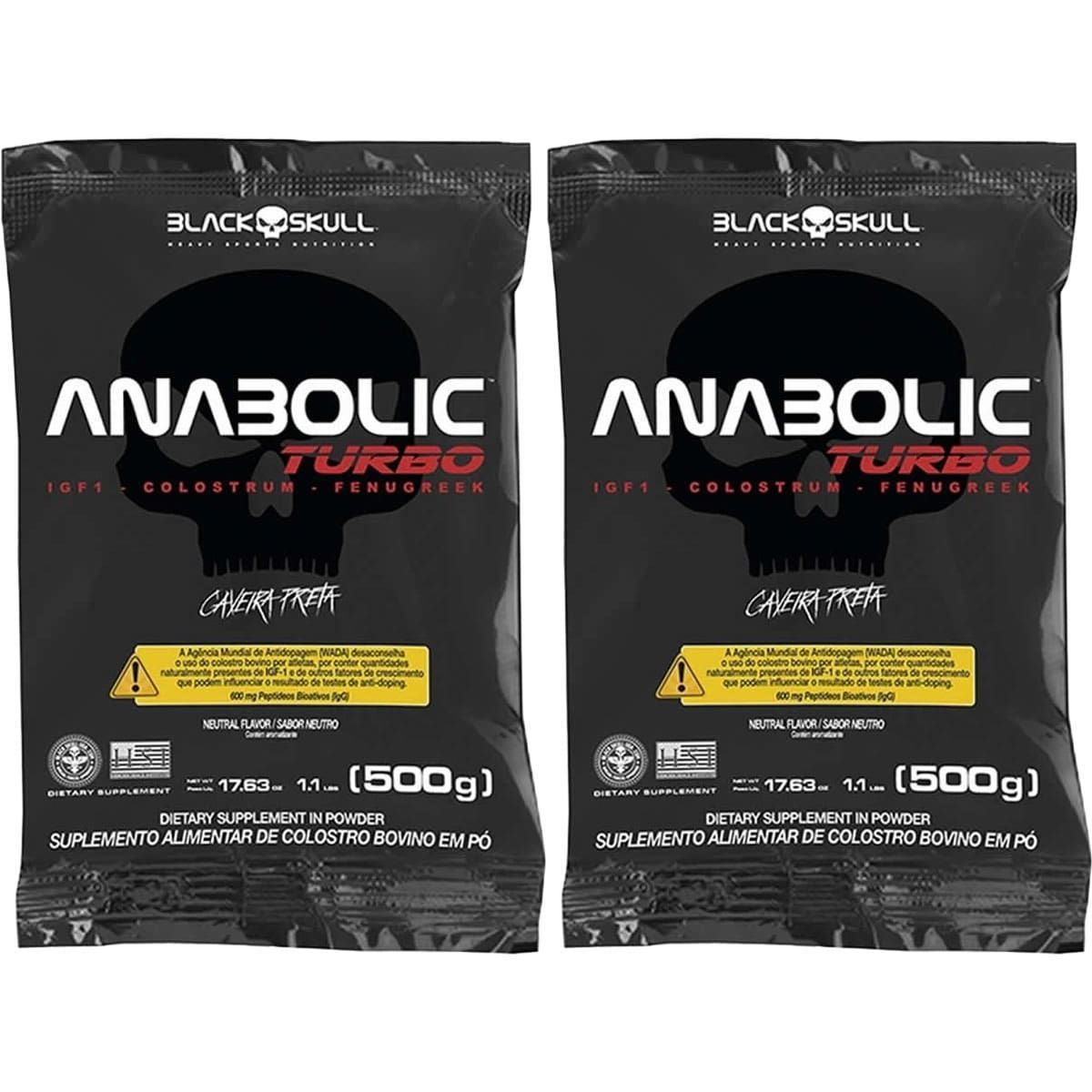 Kit 2X Anabolic Turbo - 500g Refil Neutro - Black Skull