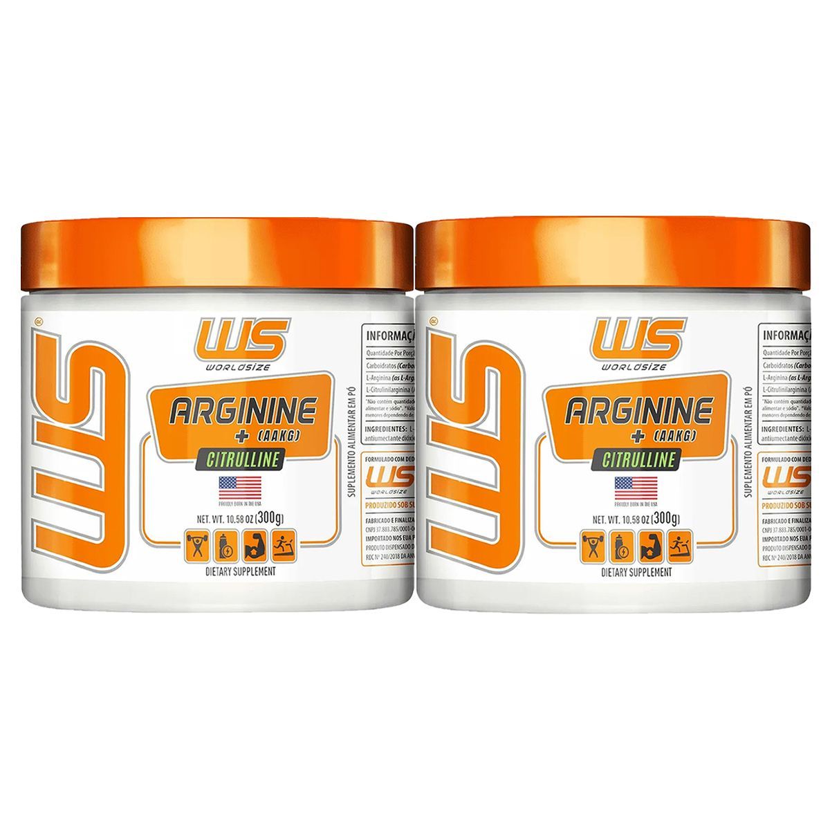 Kit 2X Arginine (AAKG) + Citrulline - 300g Sem Sabor - WorldSize