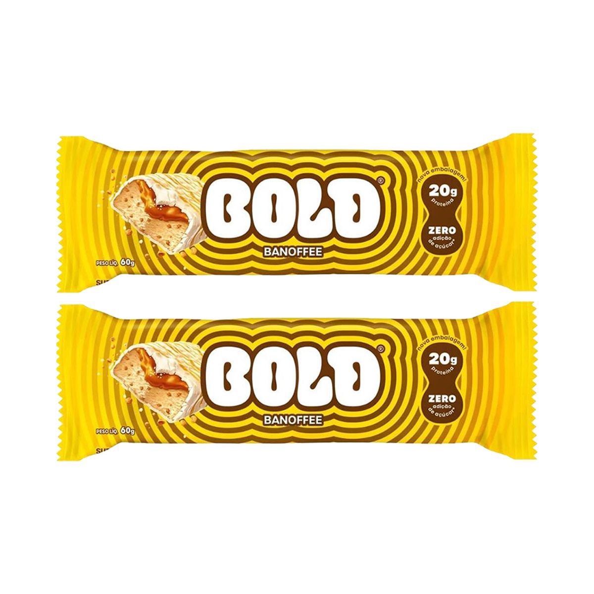 Kit 2X Barra de Proteina - 1 Unidade 60g Banofee - Bold