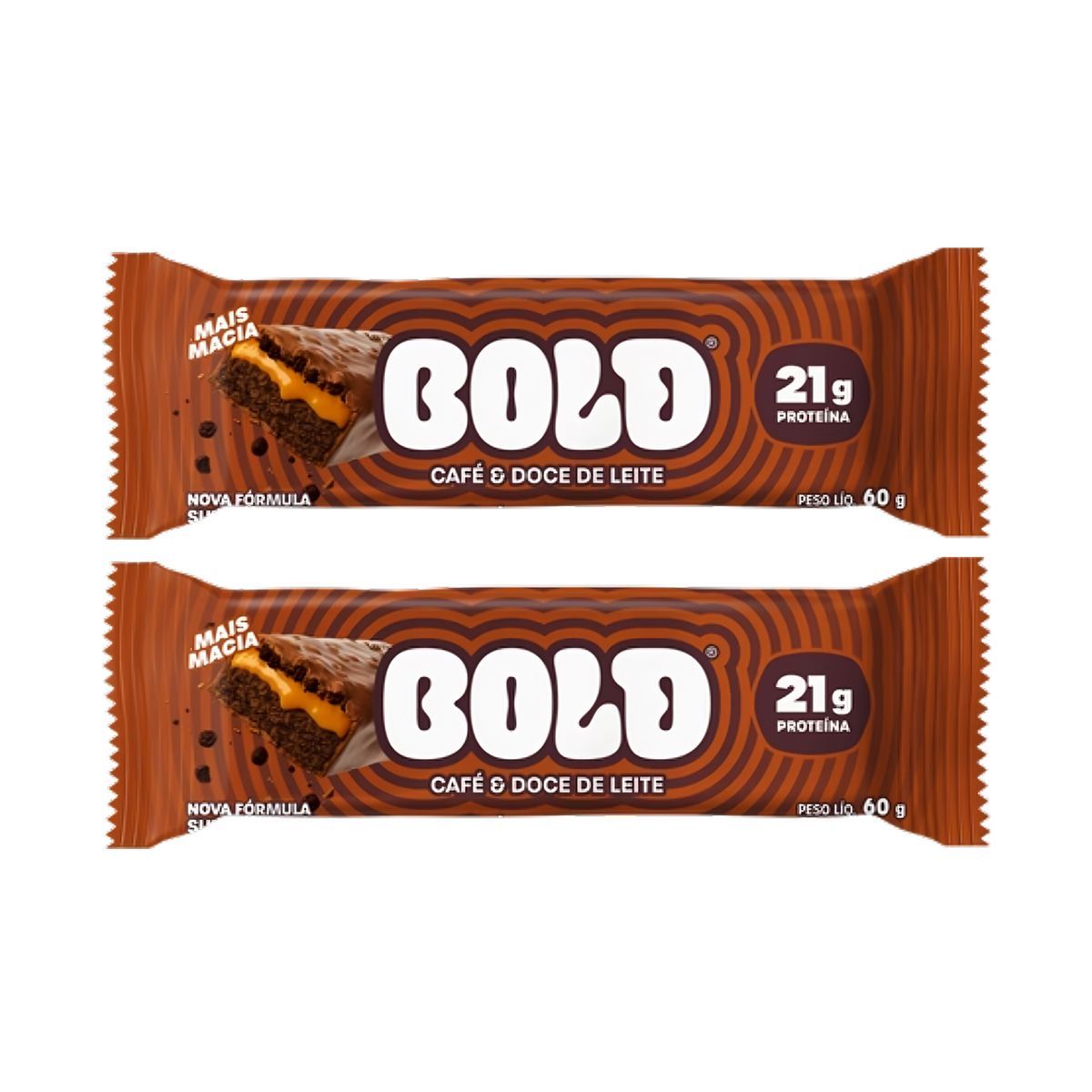 Kit 2X Barra de Proteina - 1 Unidade 60g Caf� & Doce de Leite - Bold