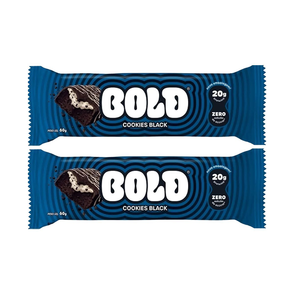 Kit 2X Barra de Proteina - 1 Unidade 60g Cookies Black - Bold