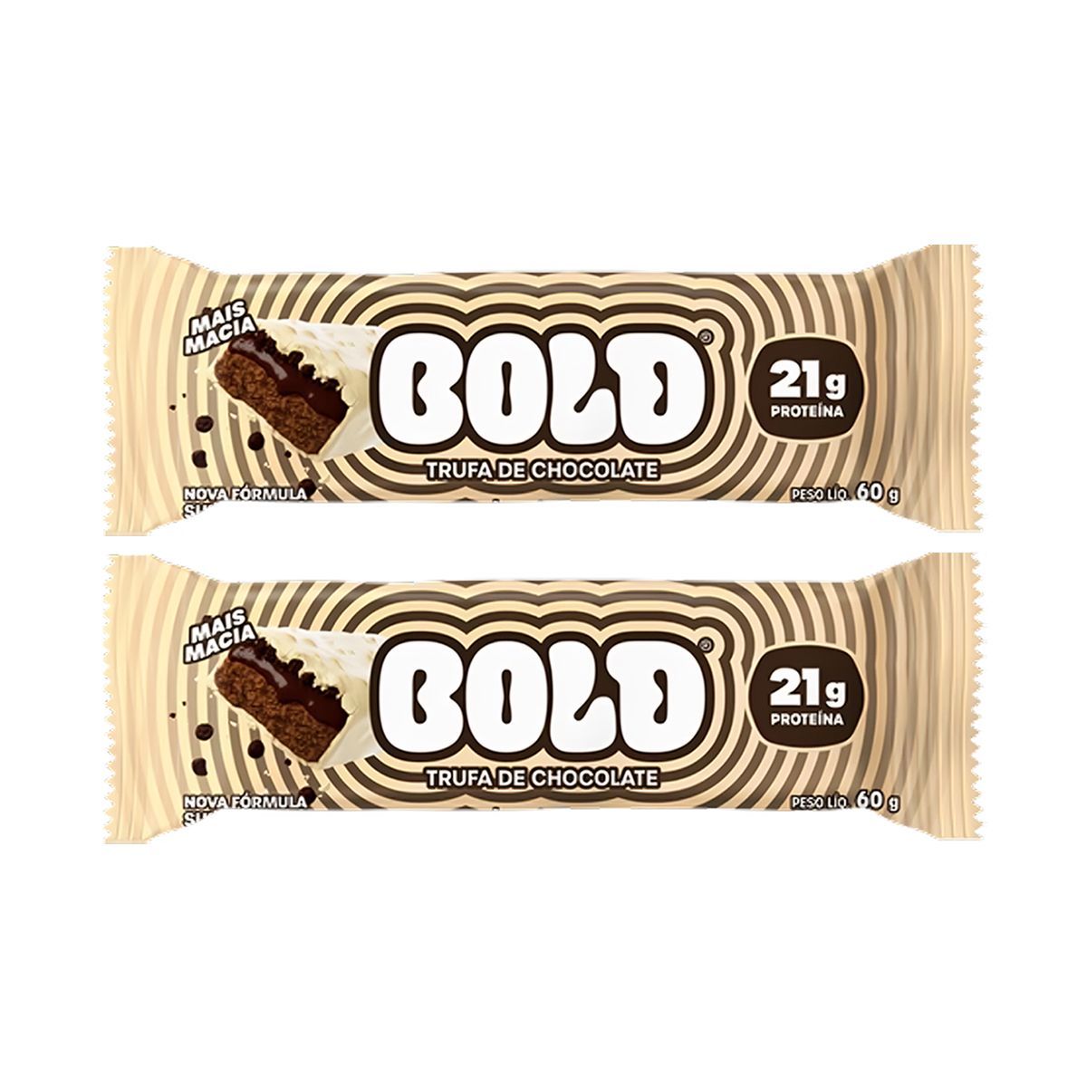 Kit 2X Barra de Proteina - 1 Unidade 60g Trufa de Chocolate - Bold