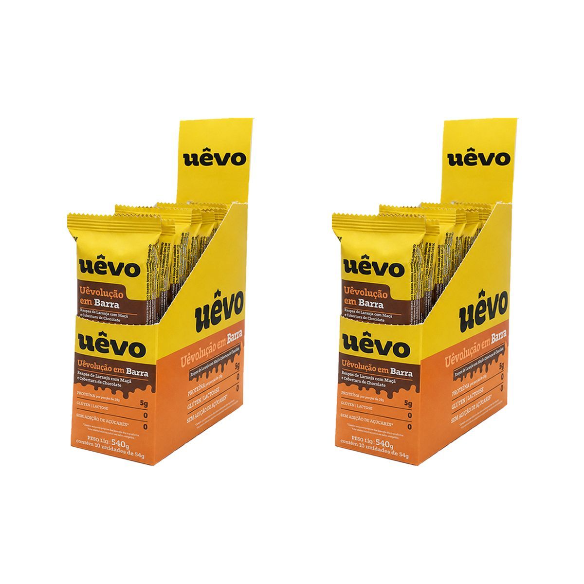 Kit 2X Barra de Prote�na - 10 Unidades 29g Raspas de Laranja com Ma�� e Cobertura de Chocolate - U�vo