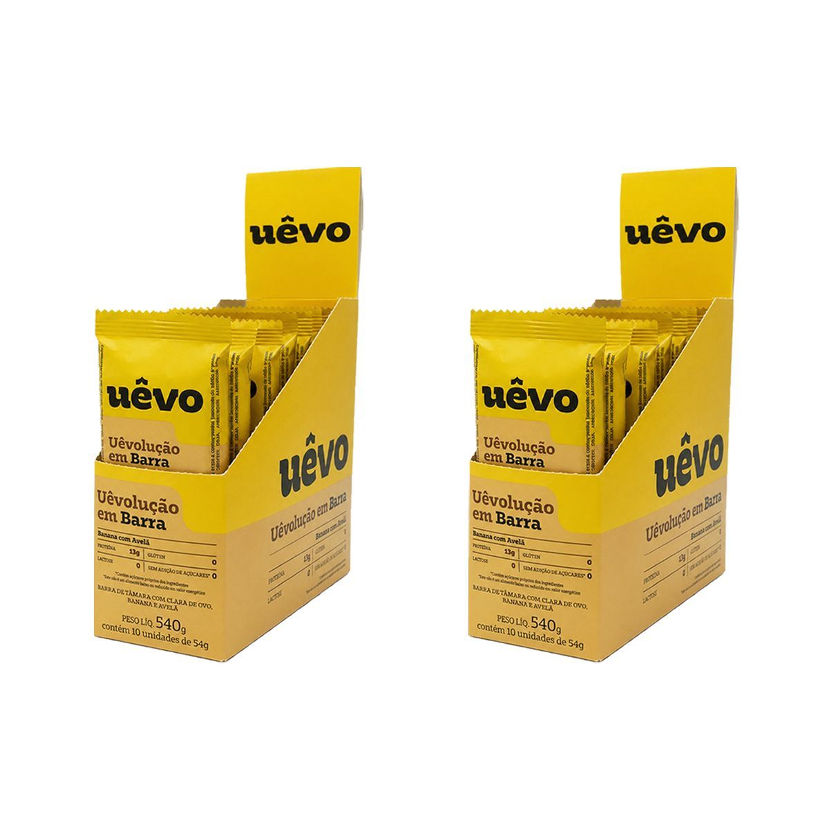 Kit 2X Barra de Prote�na - 10 Unidades 54g Banana e Avel� - U�vo