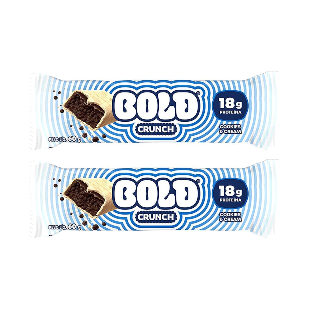 Kit 2X Barra de Prote�na Crunch - 60g Cookies e Cream - Bold