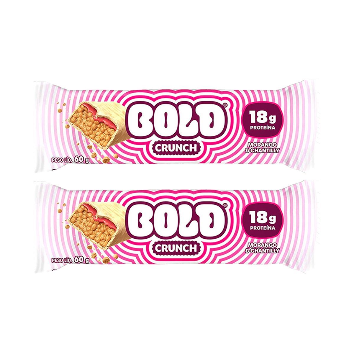 Kit 2X Barra de Prote�na Crunch - 60g Morango e Chantilly - Bold