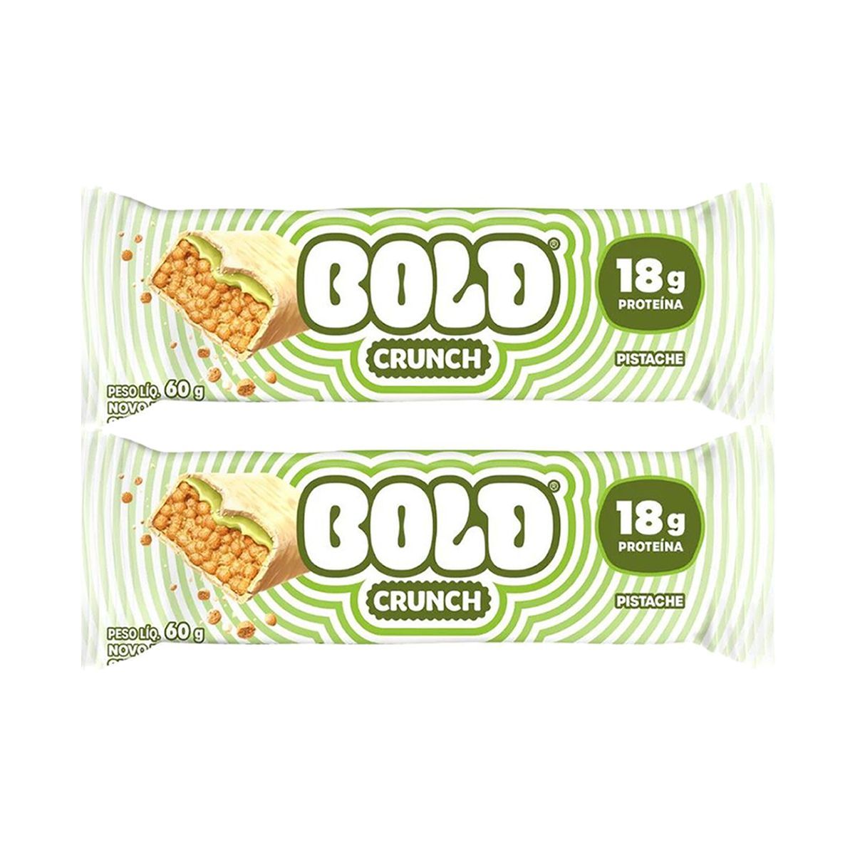 Kit 2X Barra de Proteina Crunch - 60g Pistache - Bold