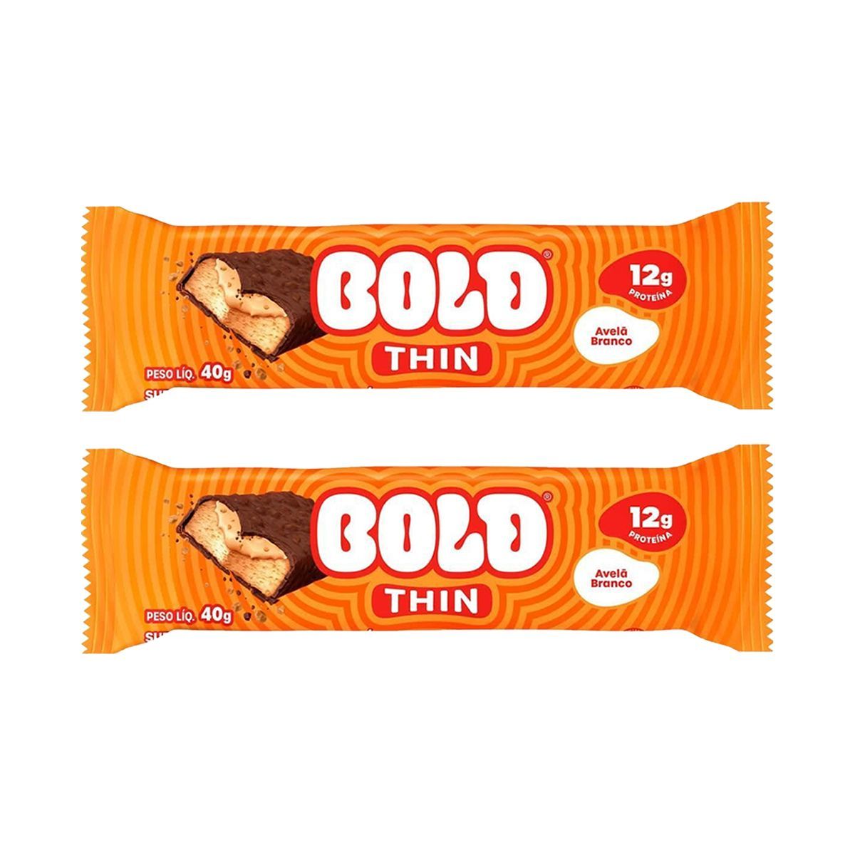 Kit 2X Barra de Proteina Thin - 1 Unidade 40g Avel� Branco - Bold