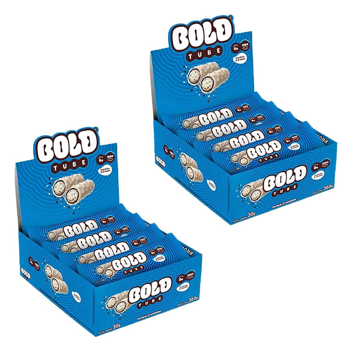 Kit 2X Barra de Proteina Tube - 12 Unidades 40g Cookies E Cream - Bold
