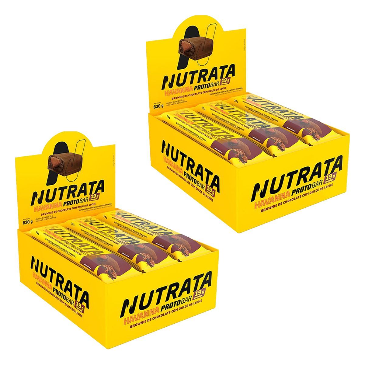 Kit 2X Barra Havana Protobar Whey - 9 Unidades 70g Brownie de Chocolate com Dulce de Leche - Nutrata