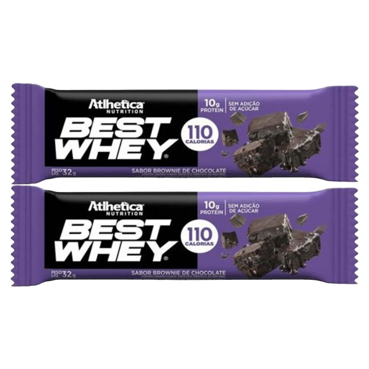 Kit 2X Barra Proteica Best Whey - 1 Barra 32g Brownie de Chocolate - Atlhetica Nutrition