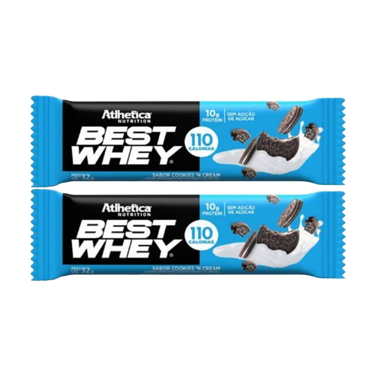 Kit 2X Barra Proteica Best Whey - 1 Barra 32g Cookies & Cream - Atlhetica Nutrition