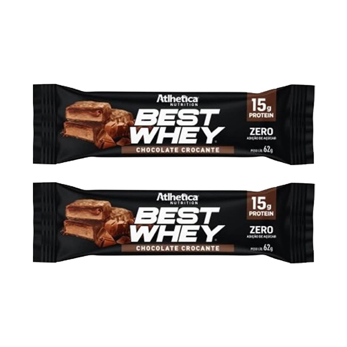 Kit 2X Barra Proteica Best Whey - 1 Barra 49g Chocolate Crocante - Atlhetica Nutrition