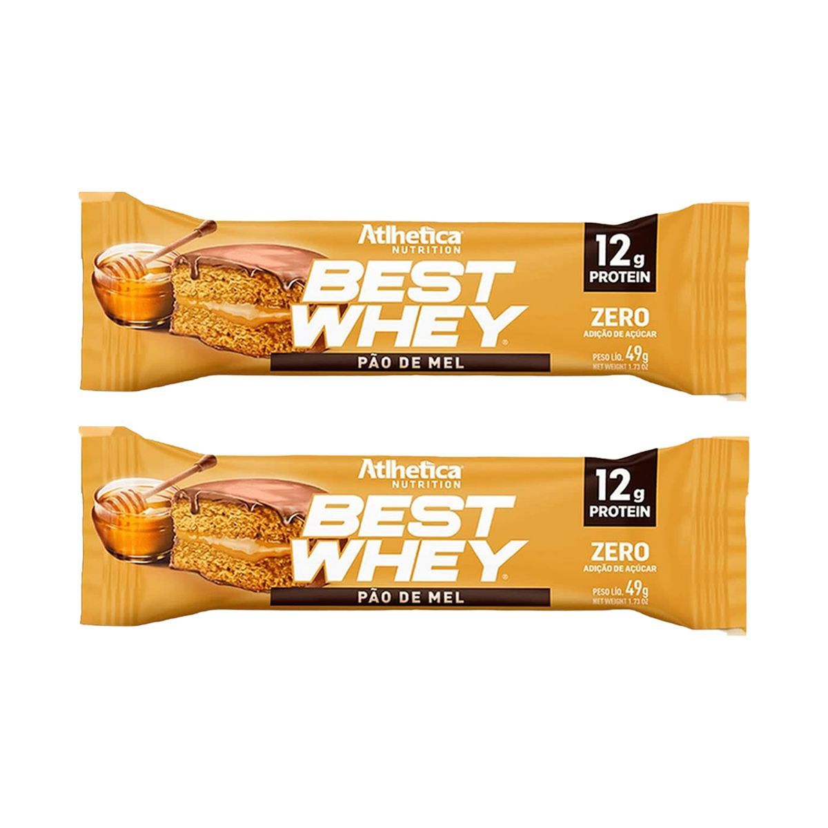Kit 2X Barra Proteica Best Whey - 1 Barras 49g P�o de Mel - Atlhetica Nutrition