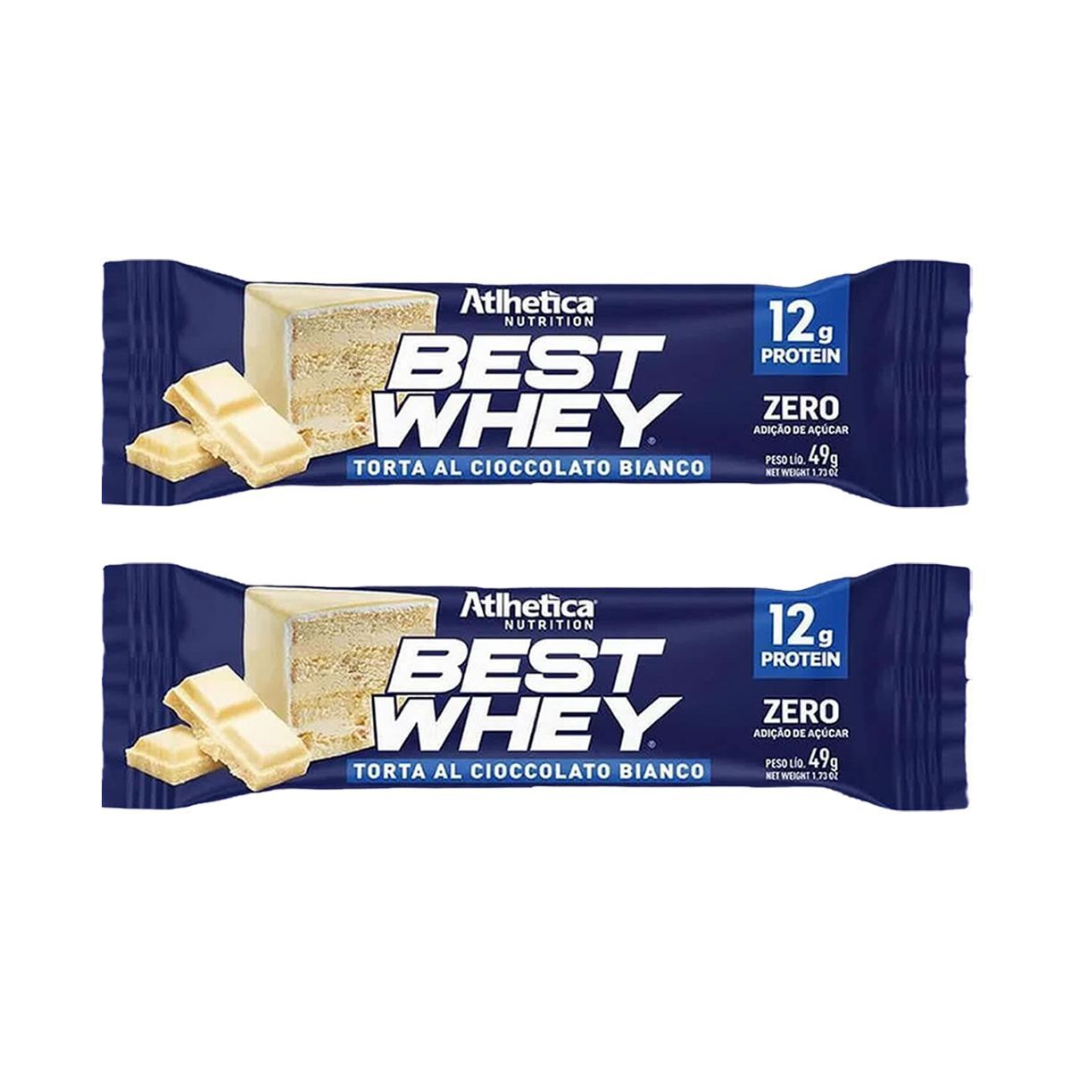 Kit 2X Barra Proteica Best Whey - 1 Barras 49g Torta Cioccolato Bianco - Atlhetica Nutrition