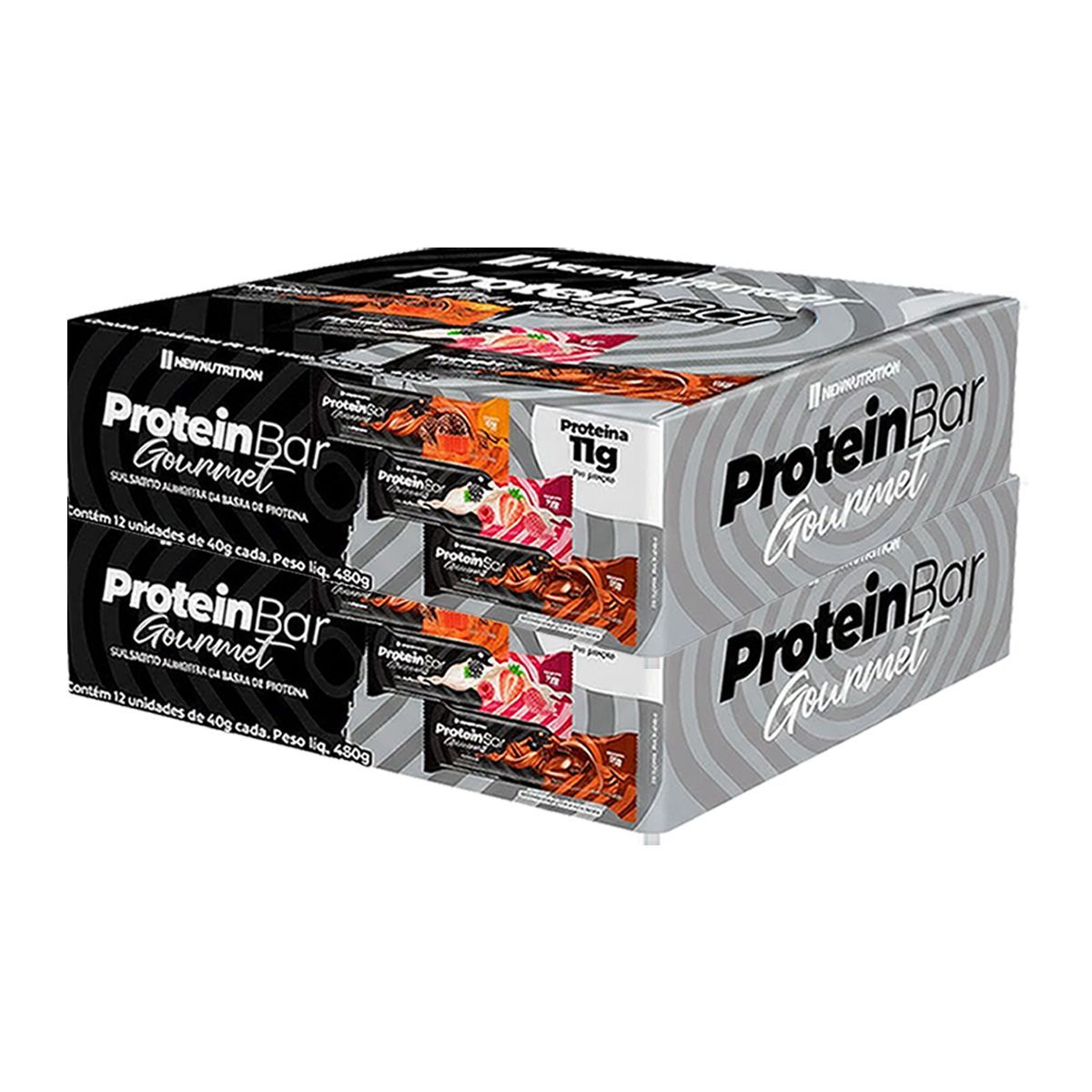 Kit 2X Barra Proteica Gourmet - 12 Unidades de 40g Frutas Vermelhas  - NewNutrition