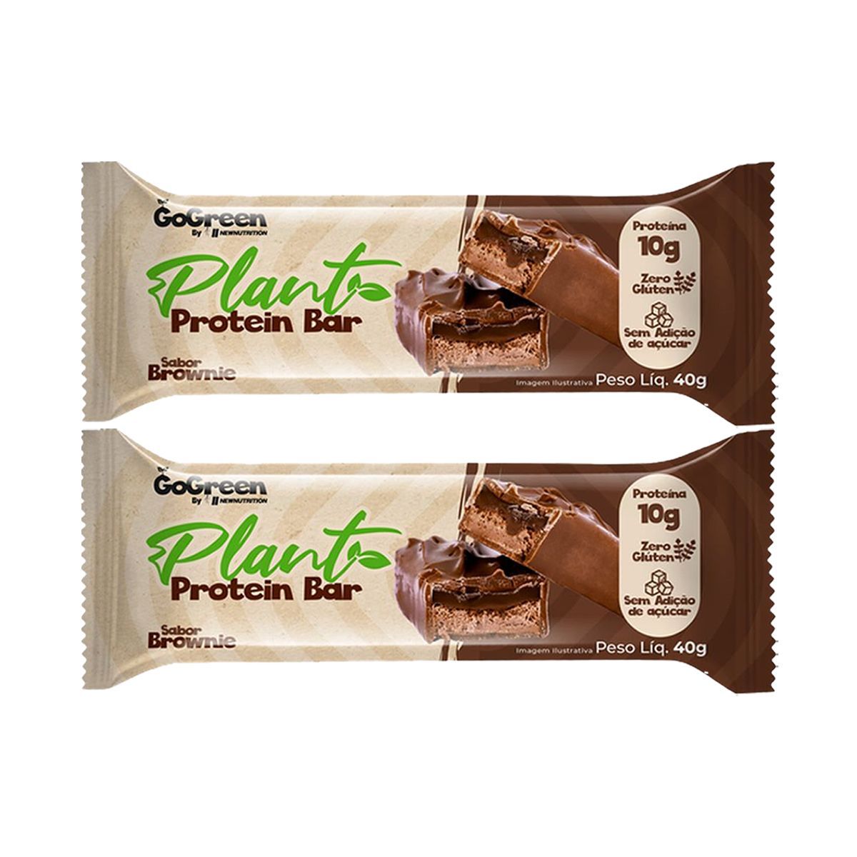 Kit 2X Barra Proteica Plant - 1 Unidade de 40g Brownie - NewNutrition
