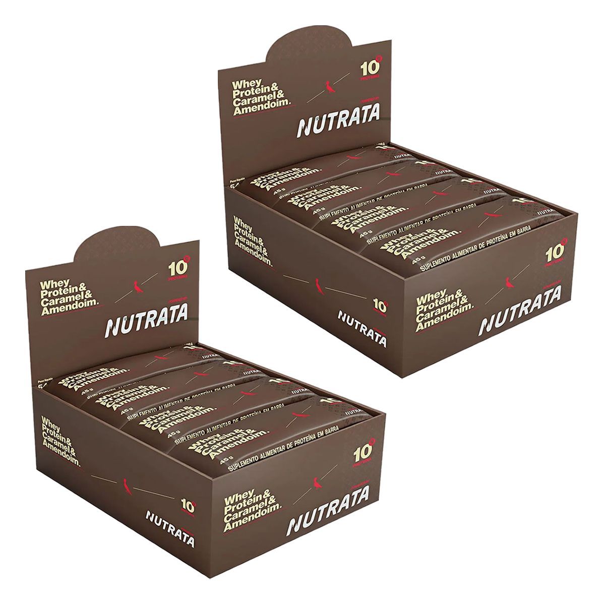 Kit 2X Barra Proteica Reserva - 12 Unidades 45g Caramel e Amendoim - Nutrata	