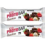 Kit 2X Barra Proto Bar - 1 Unidade de 70g Chocolate Meio Amargo com Recheio de Morango - Nutrata