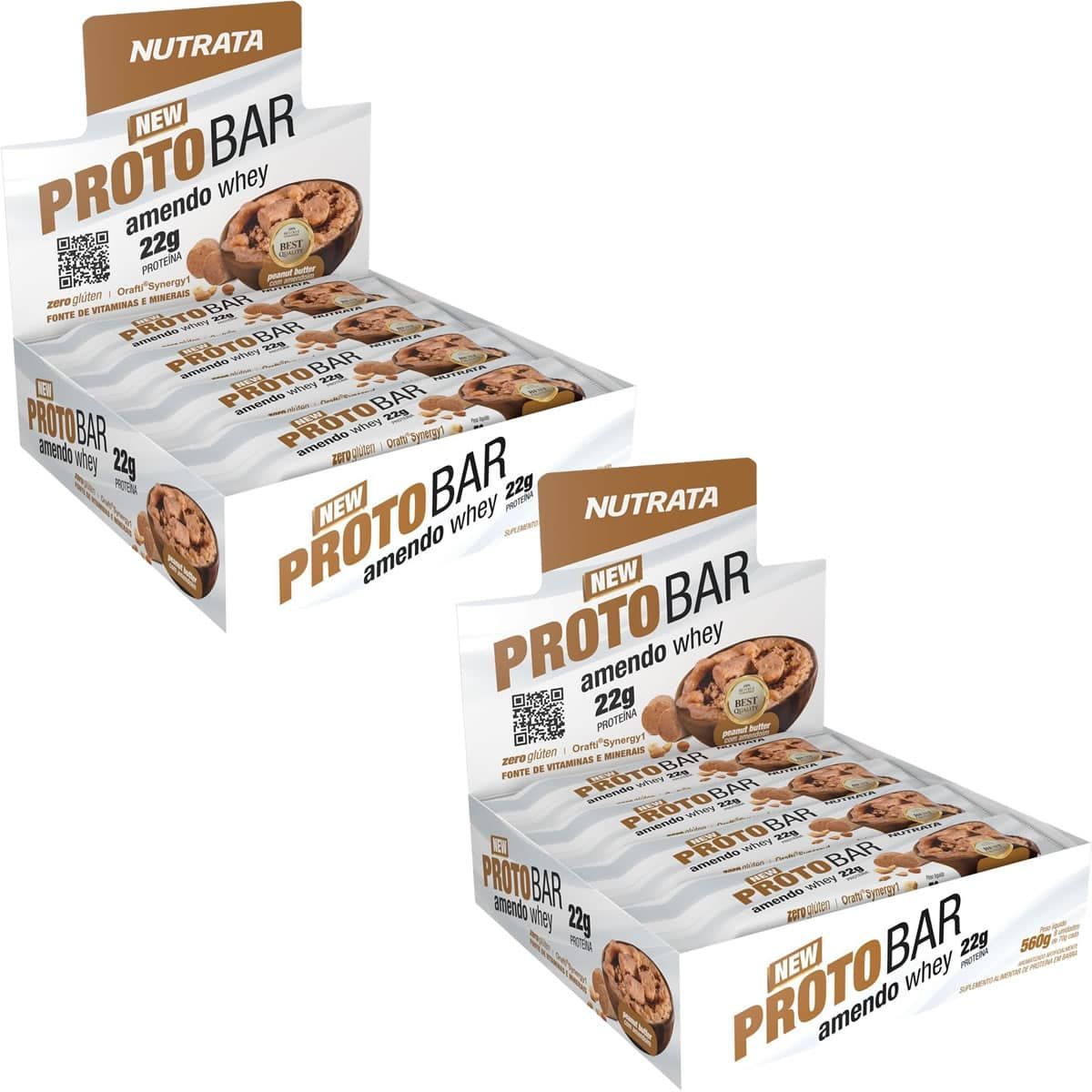 Kit 2X Barra Proto Bar - 8 Unidades de 70g Peanut Butter com Amendoim - Nutrata