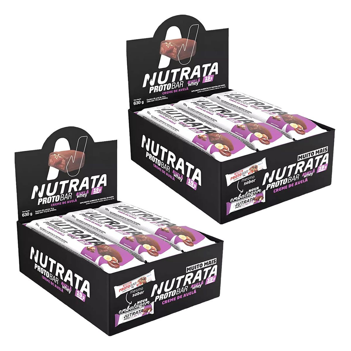 Kit 2X Barra Protobar Whey - 9 Unidades 70g Creme de Avel� - Nutrata