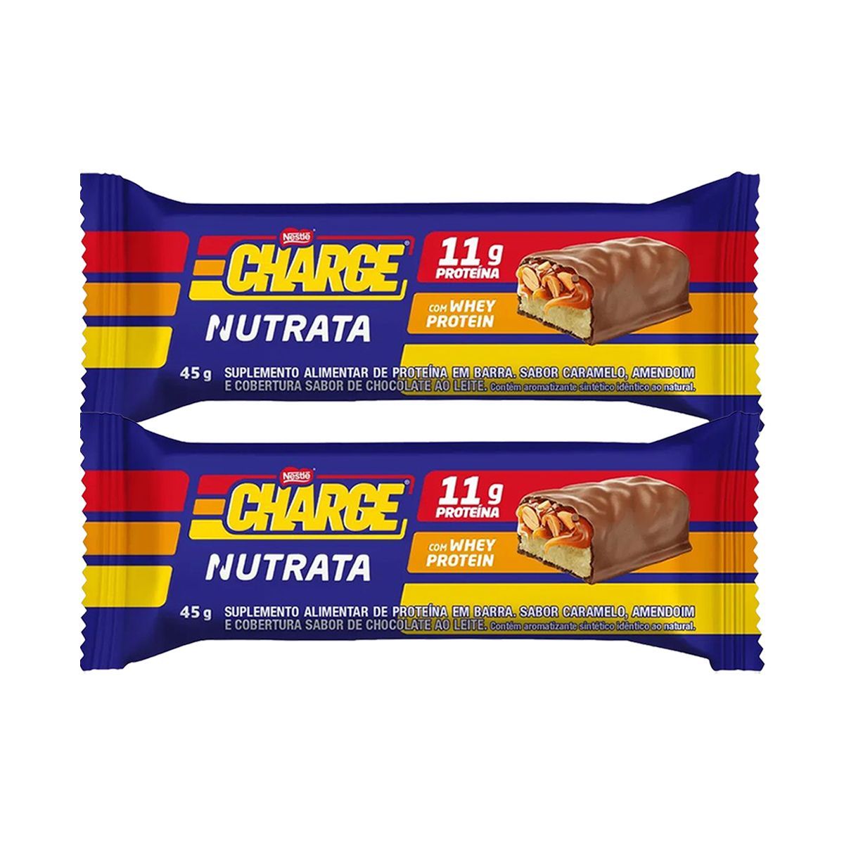 Kit 2X Barra Whey Charge - 1 Unidade de 45g Amendoim - Nutrata