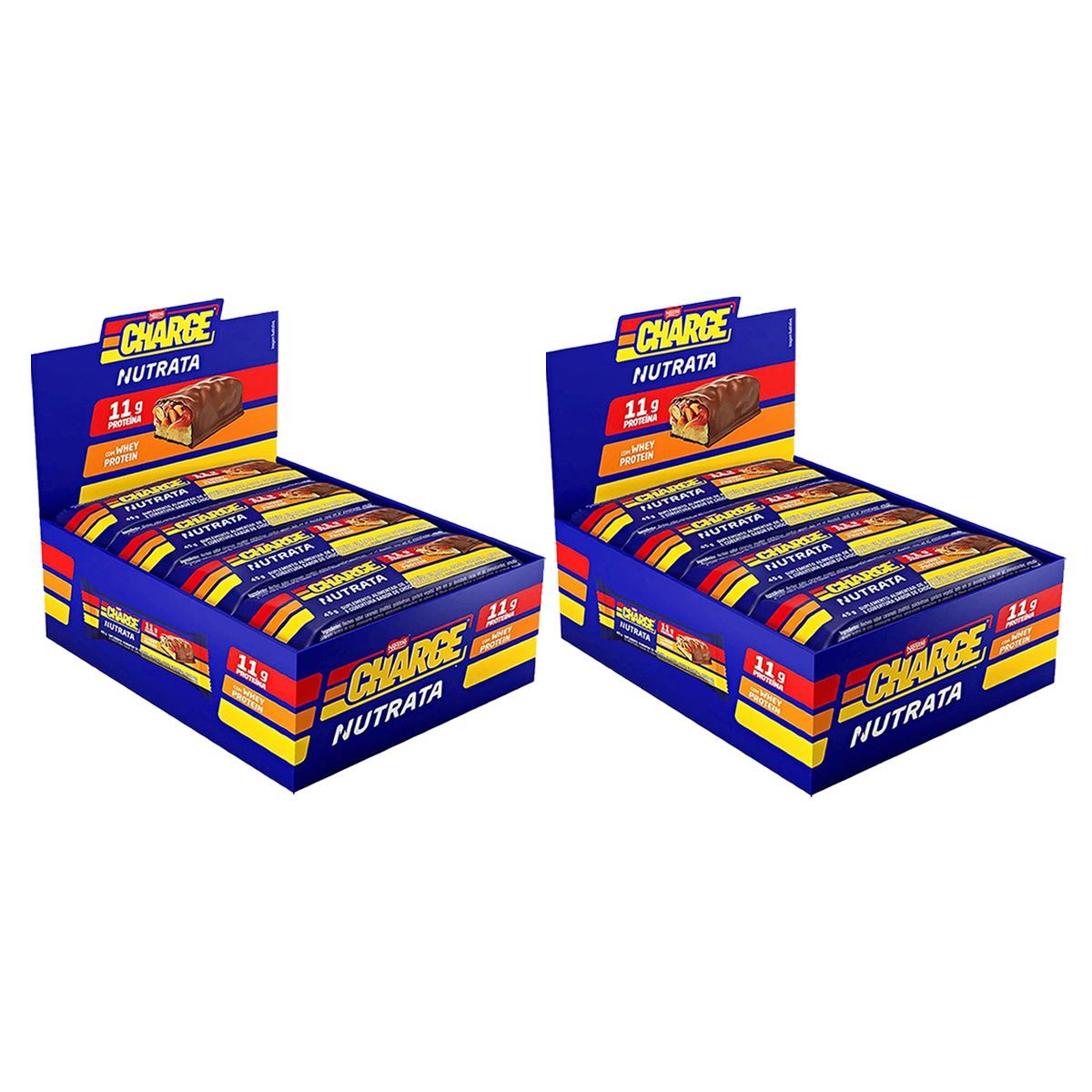 Kit 2X Barra Whey Charge  - 12 Unidades de 45g Amendoim - Nutrata