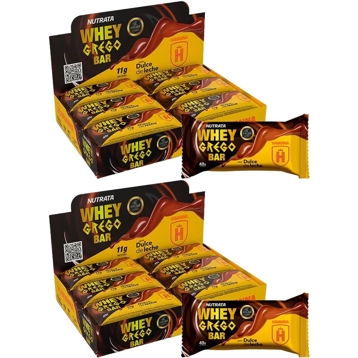 Kit 2X Barra Whey Grego Bar - 12 Unidades de 40g Dulce de Leche Havanna - Nutrata