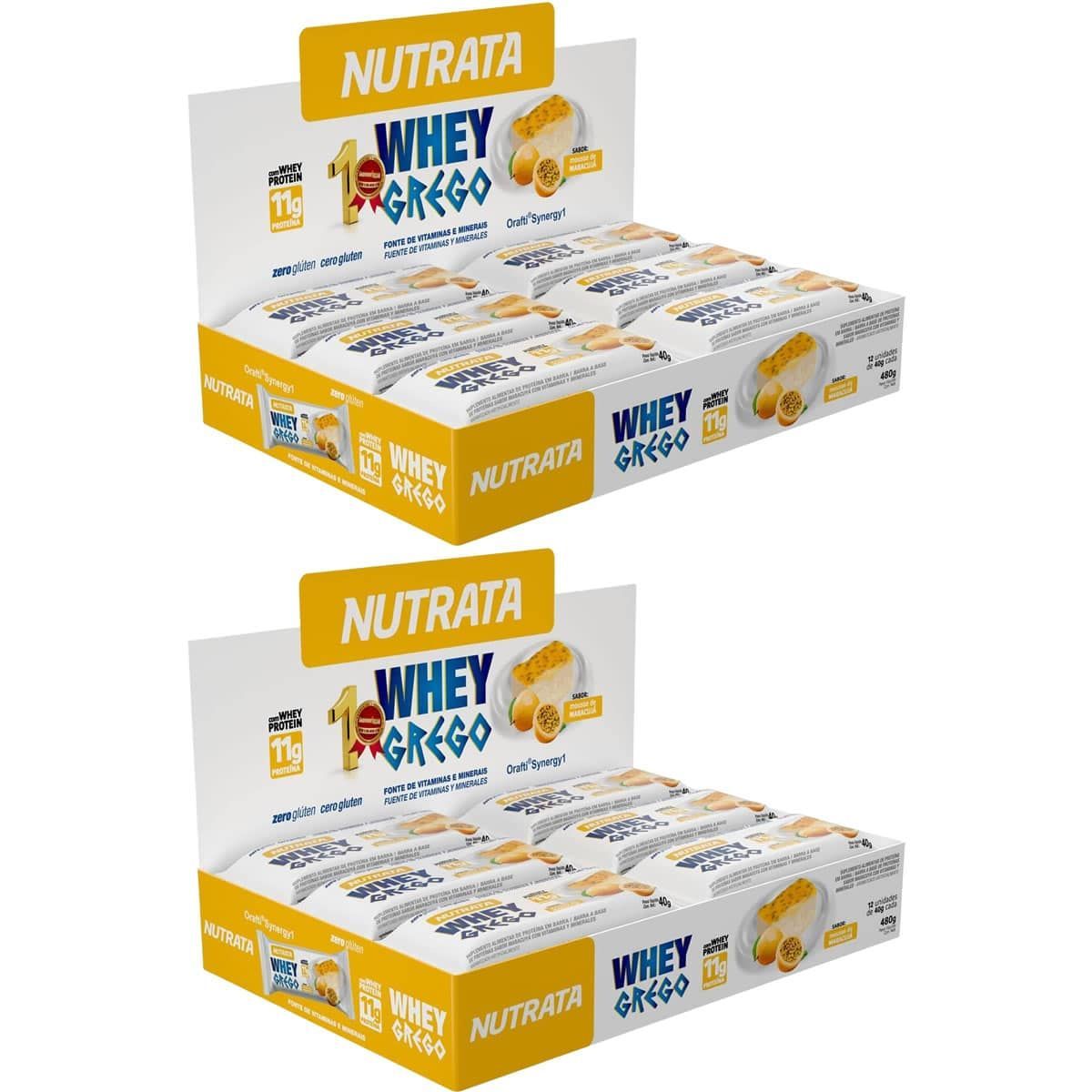 Kit 2X Barra Whey Grego Bar - 12 Unidades de 40g Mouse de Maracuj� - Nutrata