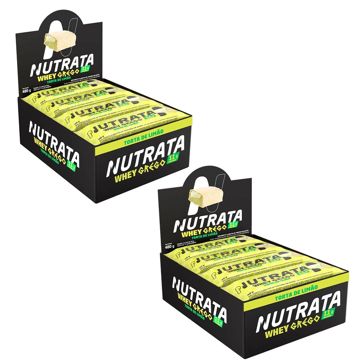 Kit 2X Barra Whey Grego Bar - 12 Unidades de 40g Torta de Lim�o - Nutrata