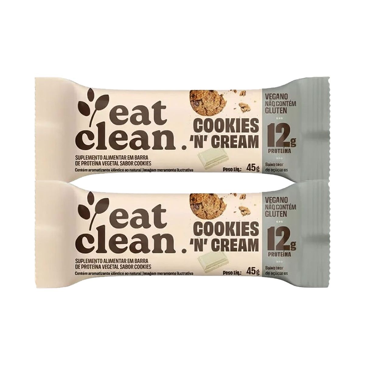 Kit 2X Barrinha de Proteina - 1 Barra 45g Cookies & Cream - Eat Clean