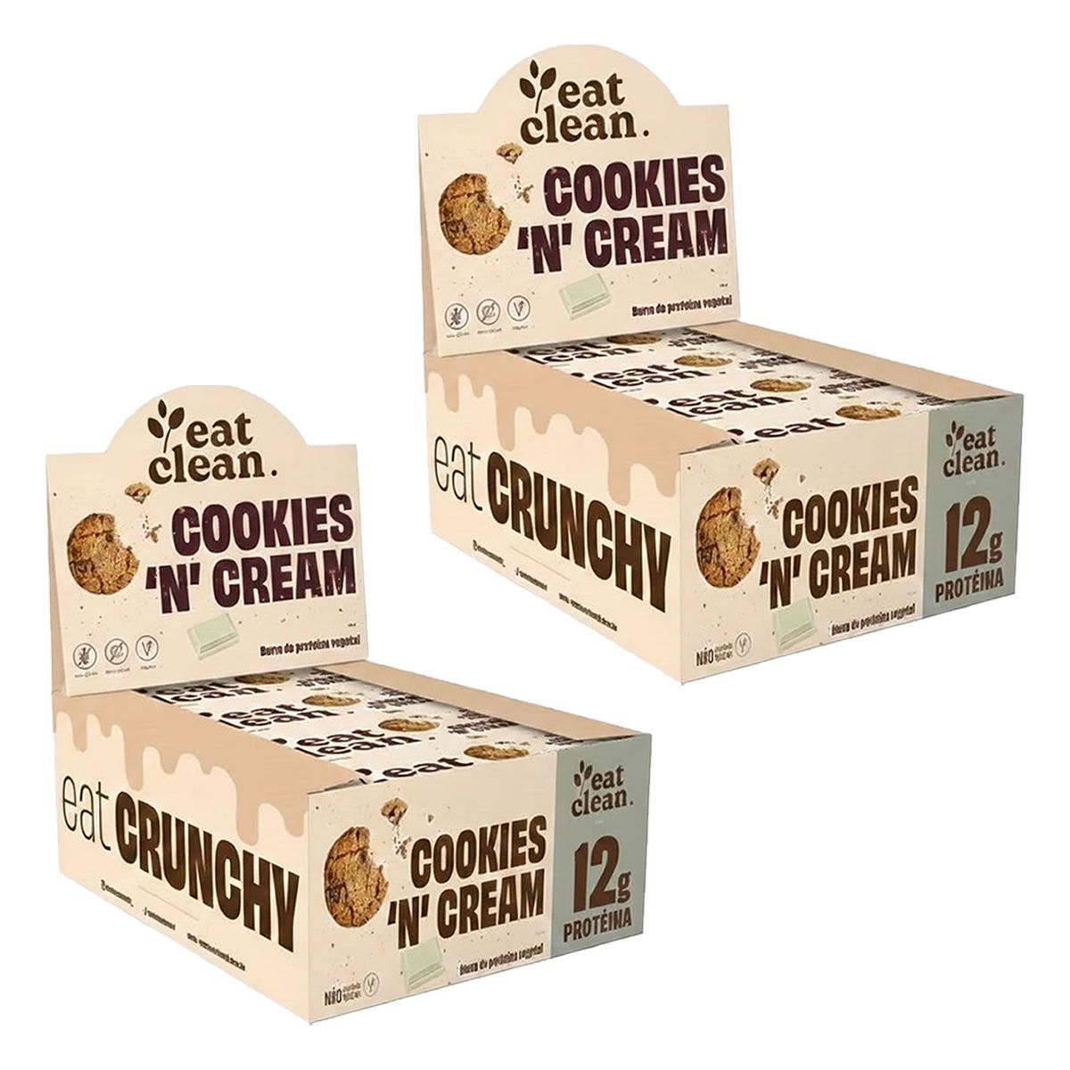 Kit 2X Barrinha de Proteina - 12 Barras 45g Cookies & Cream - Eat Clean