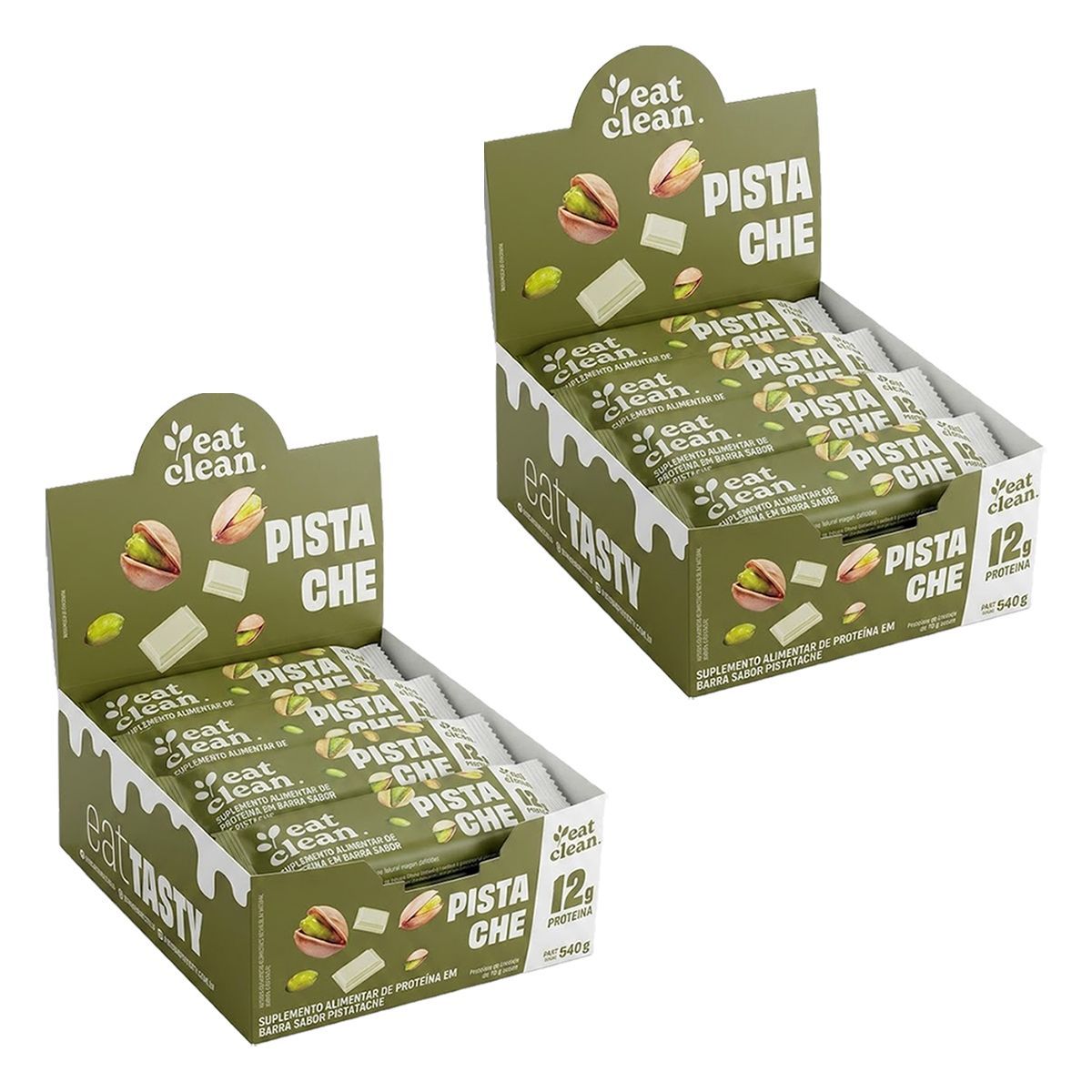 Kit 2X Barrinha de Proteina - 12 Barras 45g Pistache - Eat Clean